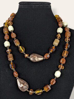 Bohemian Art Glass Copper Tone Necklace